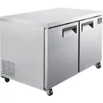 Nexel Undercounter Refrigerator, 2 Solid Doors, 11.2 Cu. Ft., Stainless Steel