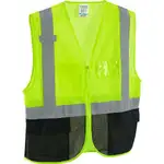 Global Industrial Class 2 Hi-Vis Safety Vest, 3 Pockets, Mesh, Lime/Black, L/XL