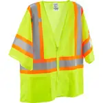 Global Industrial Class 3 Hi-Vis Safety Vest, 4 Pockets, Two-Tone, Mesh, Lime, 2XL/3XL
