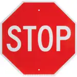 Global Industrial Aluminum Sign - Stop - .080" Thick, White/Red, 652645