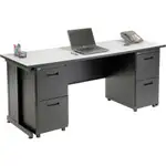 Interion Office Desk with 4 Drawers, 72" x 24", Gray