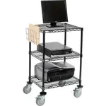 Nexel 3-Shelf Mobile Wire Printer Stand with Document Holder, 24"W x 18"D x 40"H, Black