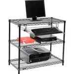 Nexel 3-Shelf Black Wire Shelf Printer Stand with Keyboard Tray, 36"W x 18"D x 34"H