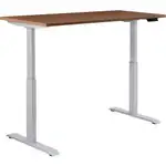 Interion Electric Height Adjustable Desk, 60"W x 30"D, Walnut W/ Gray Base