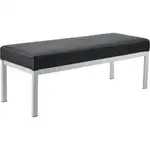 Interion Synthetic Leather Reception Bench, Black W/ Silver Frame