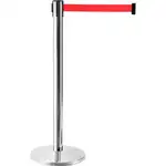 Global Industrial Retractable Belt Barrier, 40" Stainless Steel Post, 7-1/2' Red Belt, Qty 2