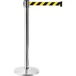 Global Industrial Retractable Belt Barrier, 40" Stainless Steel, 7-1/2' Black/Yellow, Qty 2