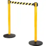 Global Industrial Retractable Belt Barrier, 40" Yellow Post, 11' Black/Yellow Belt
