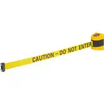 Global Industrial Magnetic Retractable Belt Barrier, Yellow Case W/15' Yellow "Caution" Belt