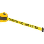 Global Industrial Magnetic Retractable Belt Barrier, Yellow Case W/30' Yellow "Caution" Belt