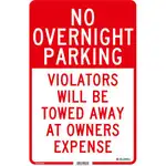 Global Industrial No Overnight Parking Violators Will Be Towed, 18x12, .080 Aluminum