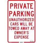 Global Industrial Private Parking Unauthorized Cars Will Be Towed.., 18x12, .080 Aluminum