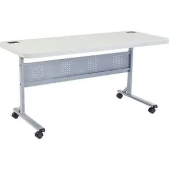 Interion 72" x 24" Blow Molded Foldable Training Table - White