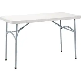 Interion Plastic Folding Table, 24" x 48", White