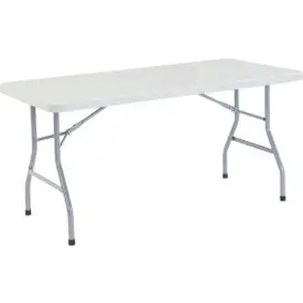 Interion Plastic Folding Table, 30" x 60", White