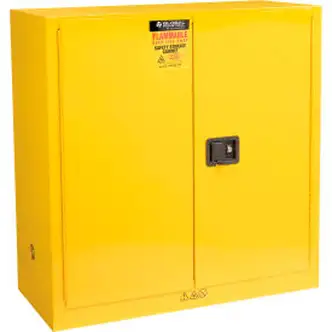 Global Industrial Flammable Cabinet, Manual Close Double Door, 30 Gallon, 43"Wx18"Dx44"H