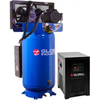 Global Industrial Silent Air Compressor w/Dryer, Two Stage Piston 5 HP, 80 Gal., 1 Phase, 230V