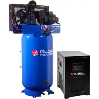 Global Industrial Two Stage Piston Air Compressor w/Dryer, 5 HP, 80 Gal., 1 Phase, 230V