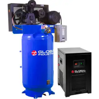 Global Industrial Two Stage Piston Air Compressor w/Dryer, 7.5 HP, 80 Gal., 1 Phase, 230V