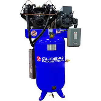 Global Industrial Silent Air Compressor, Two Stage Piston, 10 HP, 80 Gal., 1 Phase, 230V