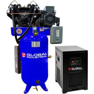 Global Industrial Silent Air Compressor w/Dryer, Two Stage Piston 10 HP, 80 Gal, 1 Phase, 230V
