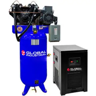 Global Industrial Two Stage Piston Air Compressor w/Dryer, 10 HP, 80 Gal, 1 Phase, 230V
