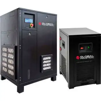 Global Industrial Tankless Rotary Screw Compressor w/Dryer, 5 HP, 1 Phase, 230V