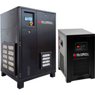 Global Industrial Tankless Rotary Screw Compressor w/Dryer, 7.5 HP, 1 Phase, 230V