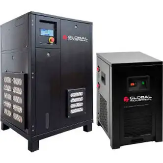 Global Industrial Tankless Rotary Screw Compressor w/Dryer, 10 HP, 1 Phase, 230V