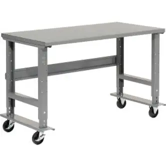 Global Industrial Mobile Workbench, 48 x 30", Adjustable Height, Steel Square Edge