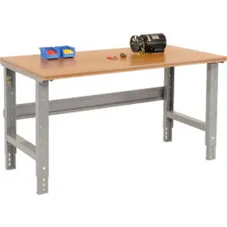 Global Industrial Adjustable Height Workbench, 60 x 36", Shop Top Square Edge, Gray