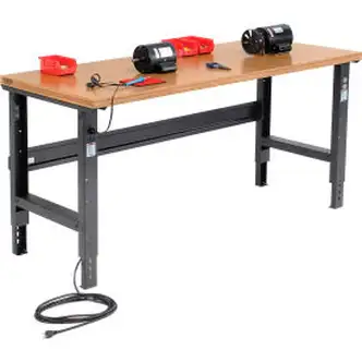 Global Industrial Adjustable Height Workbench, 72 x 30", Shop Top Square Edge, Black