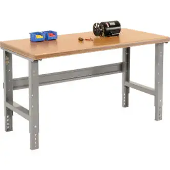 Global Industrial Adjustable Height Workbench, 72 x 30", Shop Top Safety Edge, Gray