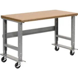 Global Industrial Mobile Workbench, 72 x 30", Adjustable Height, Shop Top Safety Edge