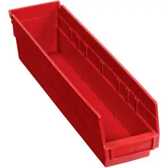 Global Industrial Plastic Nesting Storage Shelf Bin 4-1/8"W x 17-7/8"D x 4"H Red