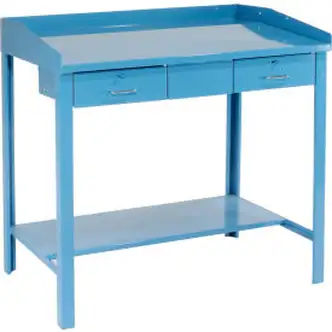 Global Industrial Extra-Wide Shop Desk W/ 2 Drawers, Sloped Surface, 48"W x 30"D, Blue