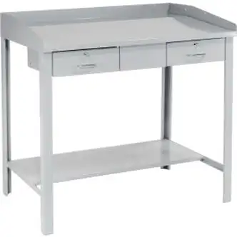Global Industrial Extra-Wide Shop Desk W/ 2 Drawers, Sloped Surface, 48"W x 30"D, Gray