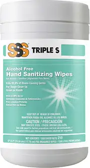 SSS Hand Sanitizer Wipes, 7"x6", 6/210 CT