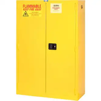 Global Industrial Flammable Cabinet, Self Close Double Door, 30 Gallon, 43"Wx18"Dx44"H