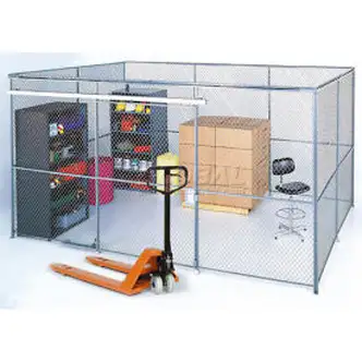 Global Industrial Wire Mesh Partition Security Room 20x10x8 without Roof - 2 Sides