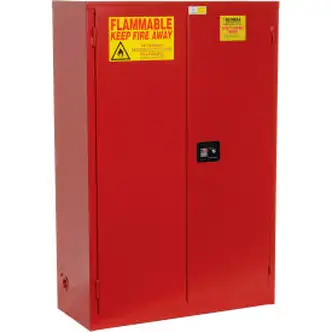 Global Industrial Paint & Ink Storage Cabinet, Manual Close DBL Door 72 Gallon, 43"Wx18"Dx65"H
