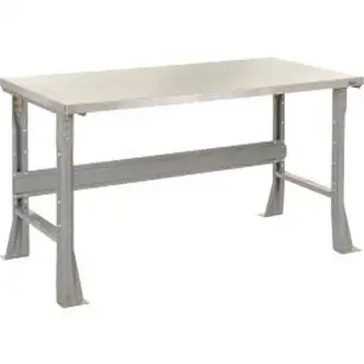Global Industrial Flared Leg Workbench w/ Stainless Steel Square Edge Top, 72"W x 30"D, Gray