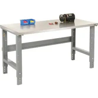 Global Industrial 72x30 Adj. Height Workbench C-Channel Leg - Stainless Steel Square Edge Gray
