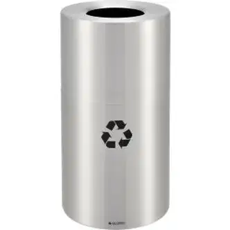 Global Industrial Aluminum Round Open Top Recycling Can, 35 Gallon, Satin Clear