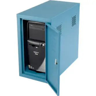 Global Industrial Security Computer CPU Enclosed Cabinet Side Car, Blue