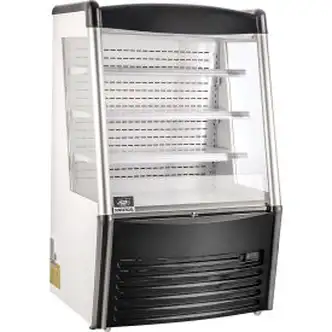 Nexel Refrigerated Open Air Merchandiser w/ Curtain, 13.8 Cu. Ft., Black