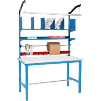 Global Industrial Packing Workbench W/Riser Kit, Laminate Safety Edge, 60"W x 36"D