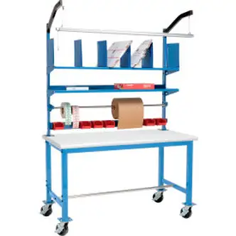 Global Industrial Mobile Packing Workbench W/Riser Kit, Laminate Safety Edge, 72"W x 36"D