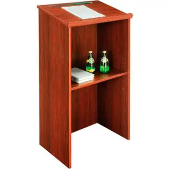 Interion Stand-Up Podium / Lectern, 23"W X 15-3 / 4"D X 45-7 / 8"H, Mahogany