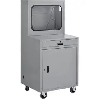 Global Industrial Mobile Heavy-Duty LCD Computer Cabinet, Dark Gray, Assembled
